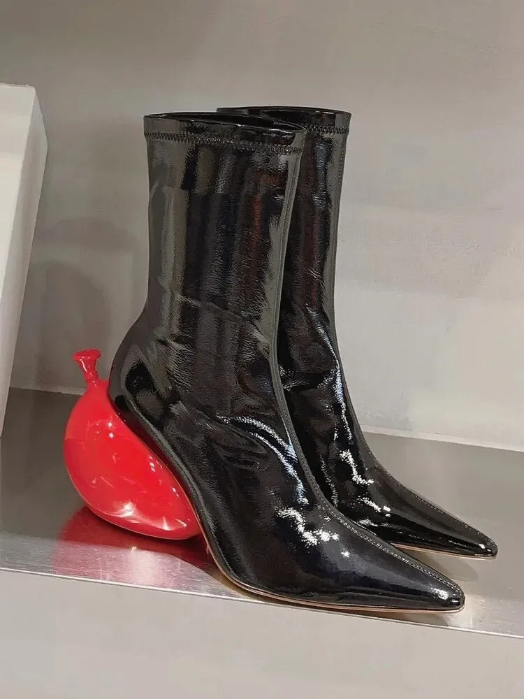 Elegant Zipper Ball Heel Ankle Boots
