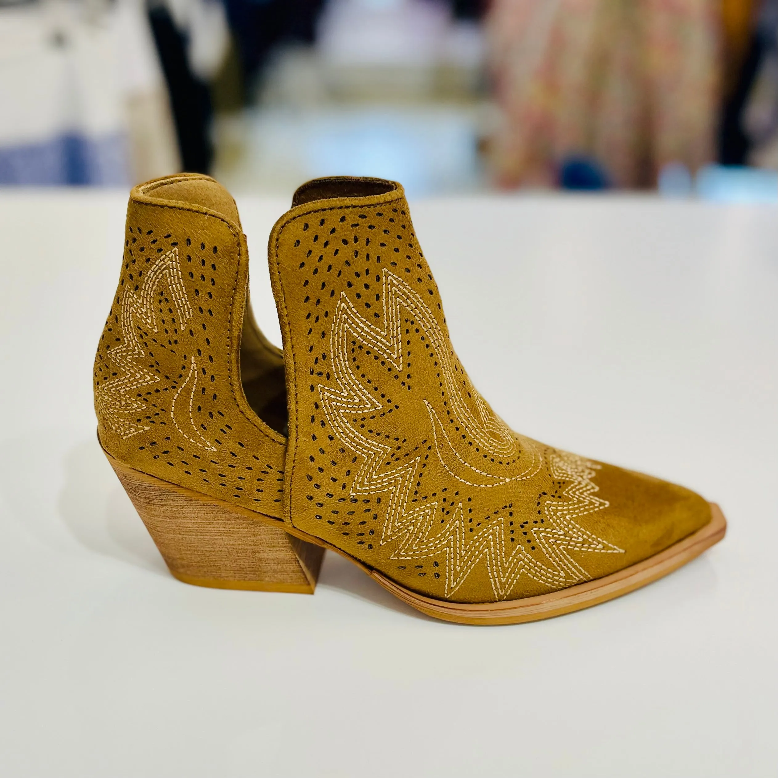 Embroidered Suede Boots