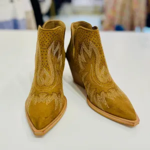 Embroidered Suede Boots