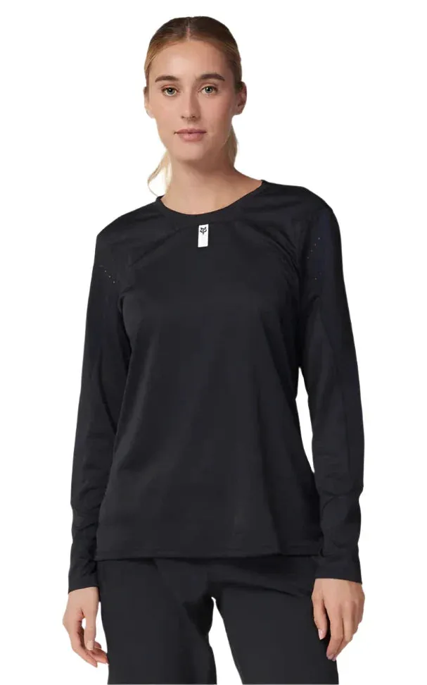 FOX WOMENS DEFEND LS JERSEY - BLACK