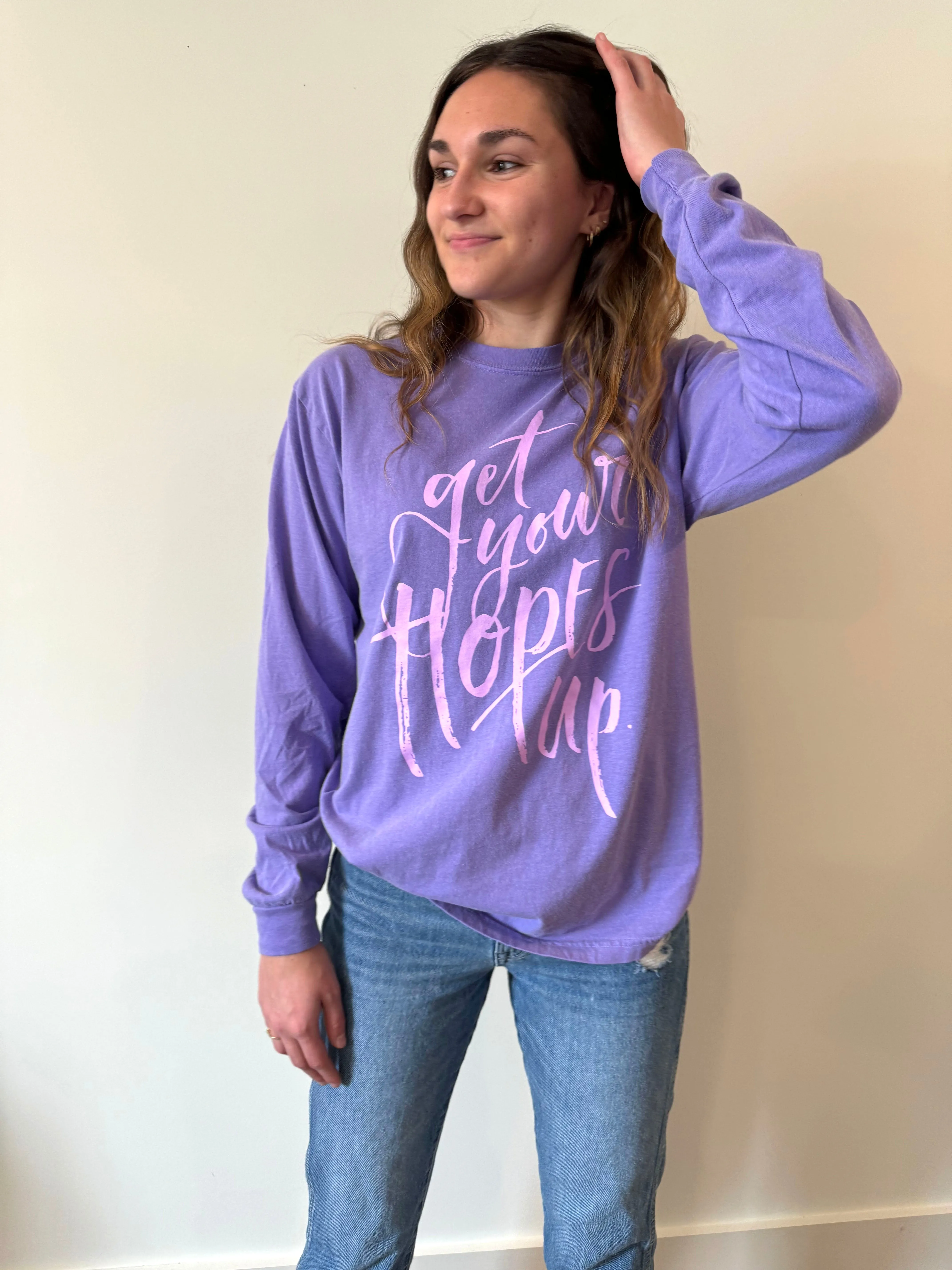 Get Your Hopes Up Long-Sleeve Tee in Violet