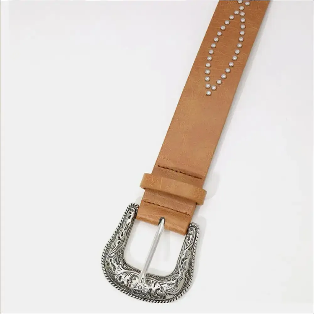 Glamorous PU Leather Rhinestone Belt