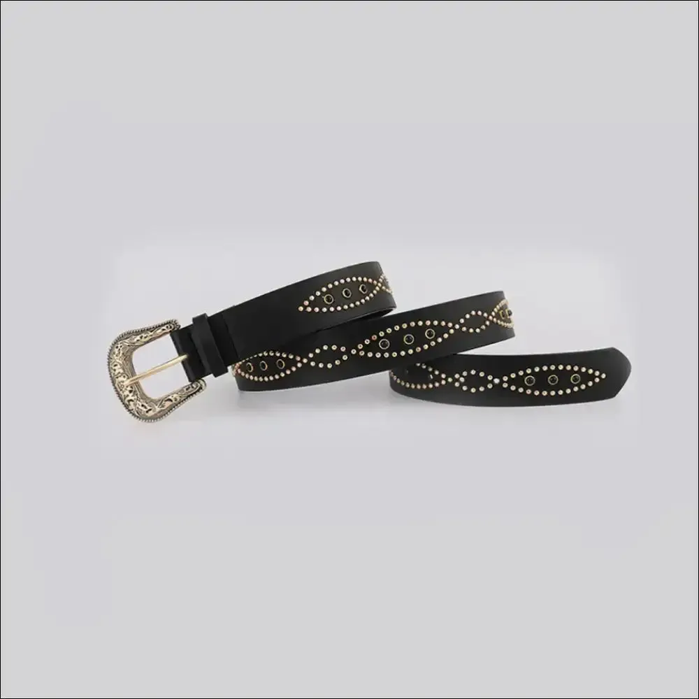 Glamorous PU Leather Rhinestone Belt