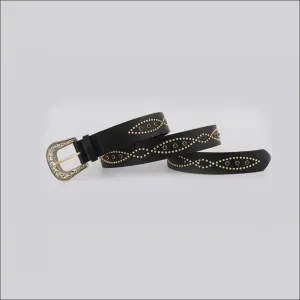 Glamorous PU Leather Rhinestone Belt