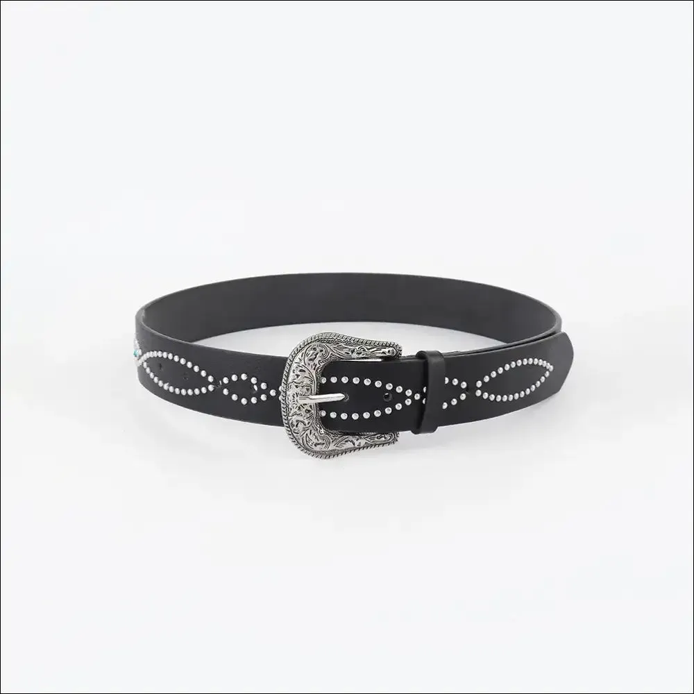 Glamorous PU Leather Rhinestone Belt
