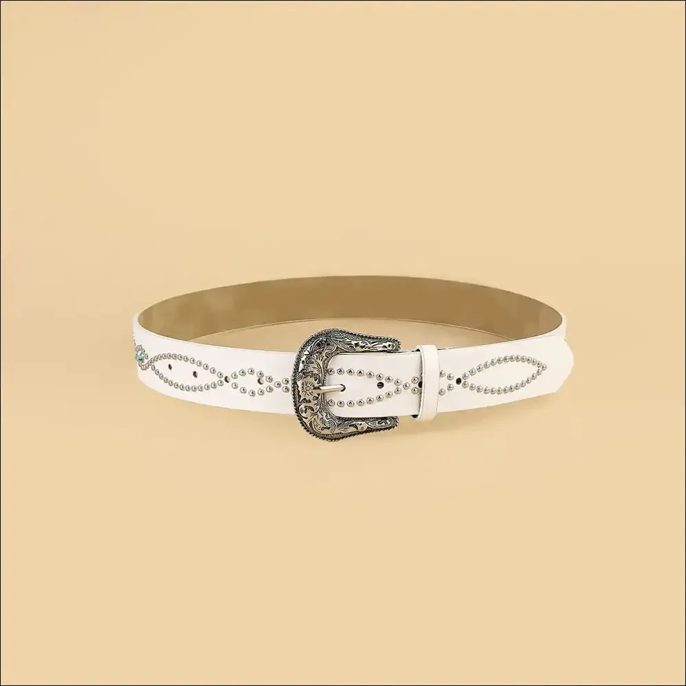 Glamorous PU Leather Rhinestone Belt