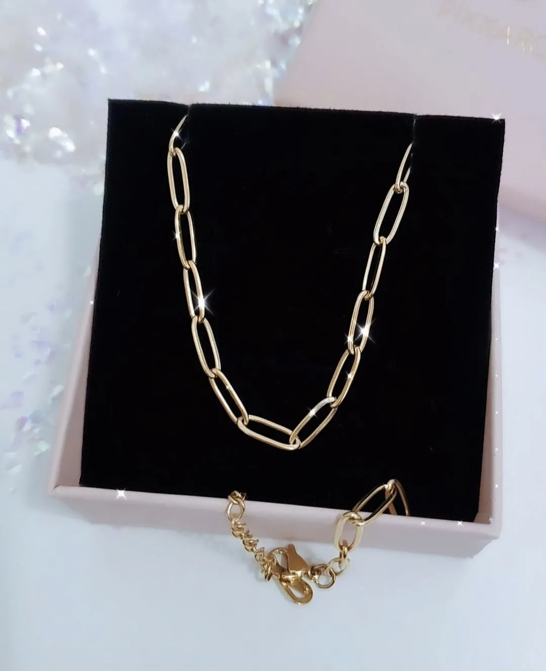 Golden Paper Clip Necklace