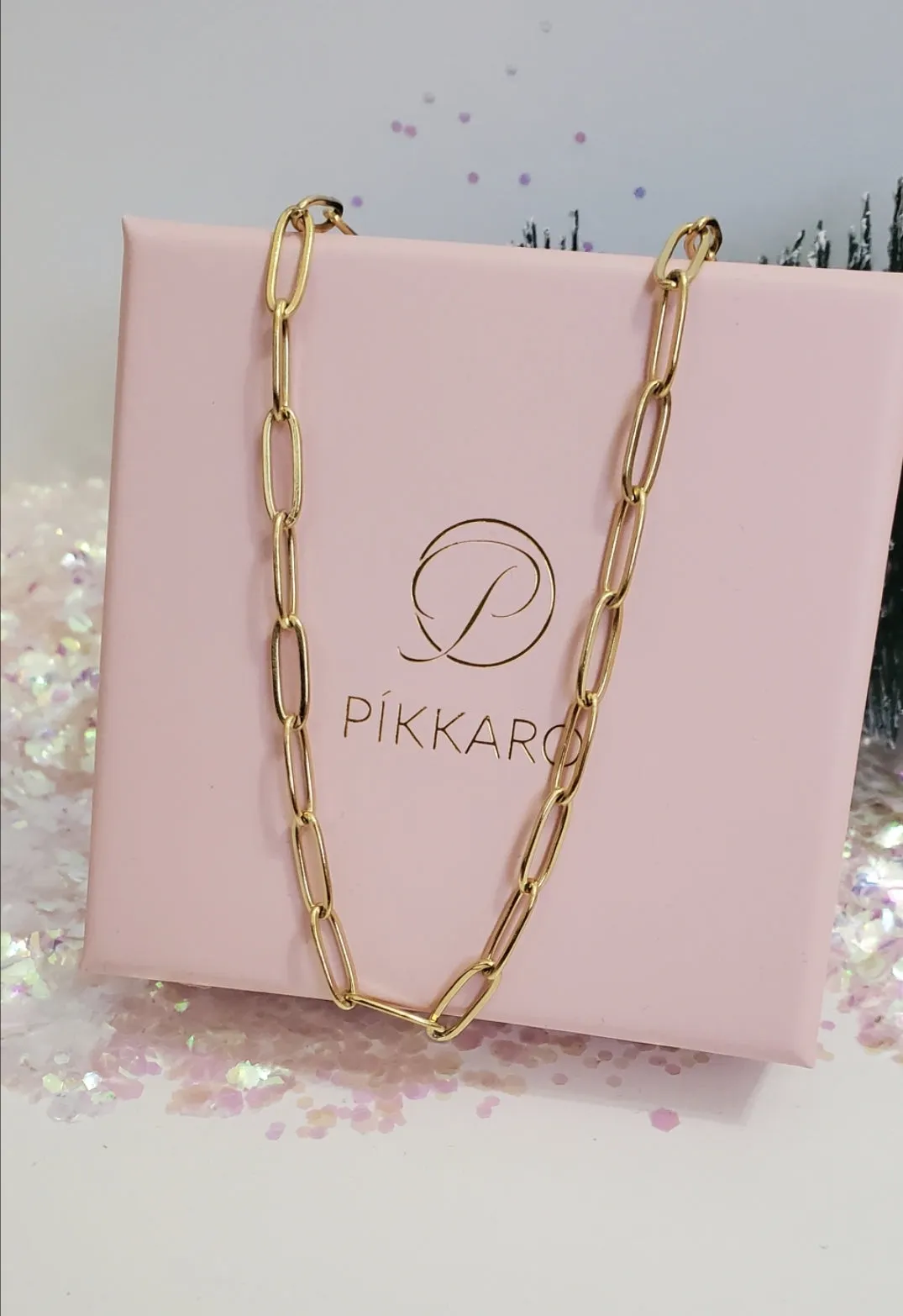 Golden Paper Clip Necklace