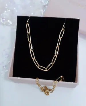 Golden Paper Clip Necklace