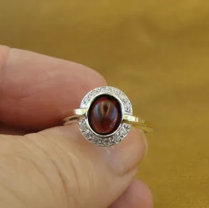 Hadar Designers Handmade 9k Yellow Gold 925 Silver Garnet Ring 6,7,8,9 (ms 1079)