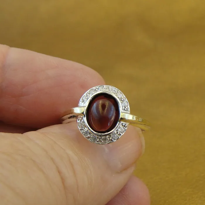 Hadar Designers Handmade 9k Yellow Gold 925 Silver Garnet Ring 6,7,8,9 (ms 1079)