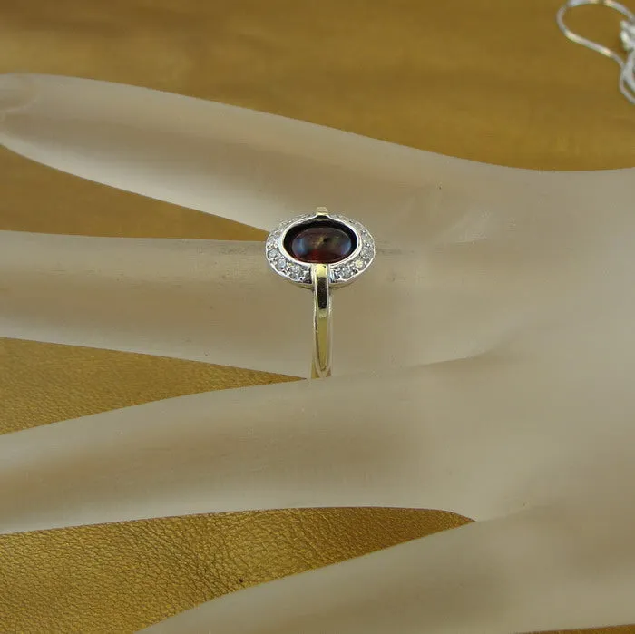 Hadar Designers Handmade 9k Yellow Gold 925 Silver Garnet Ring 6,7,8,9 (ms 1079)