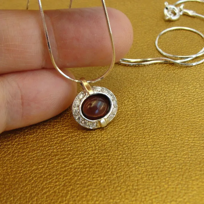 Hadar Designers Handmade 9k Yellow Gold 925 Silver Garnet Ring 6,7,8,9 (ms 1079)