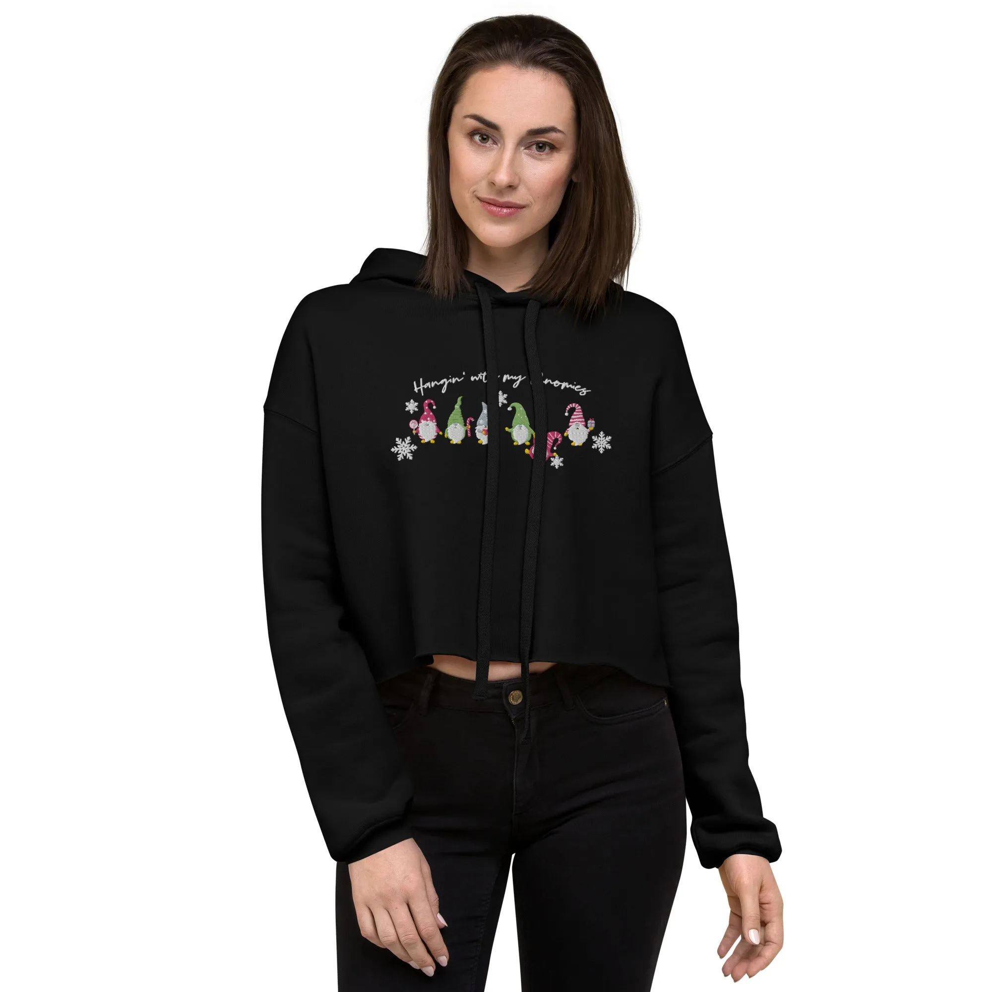 Holiday - Hangin' with my Gnomies - Crop Hoodie - Embroidery
