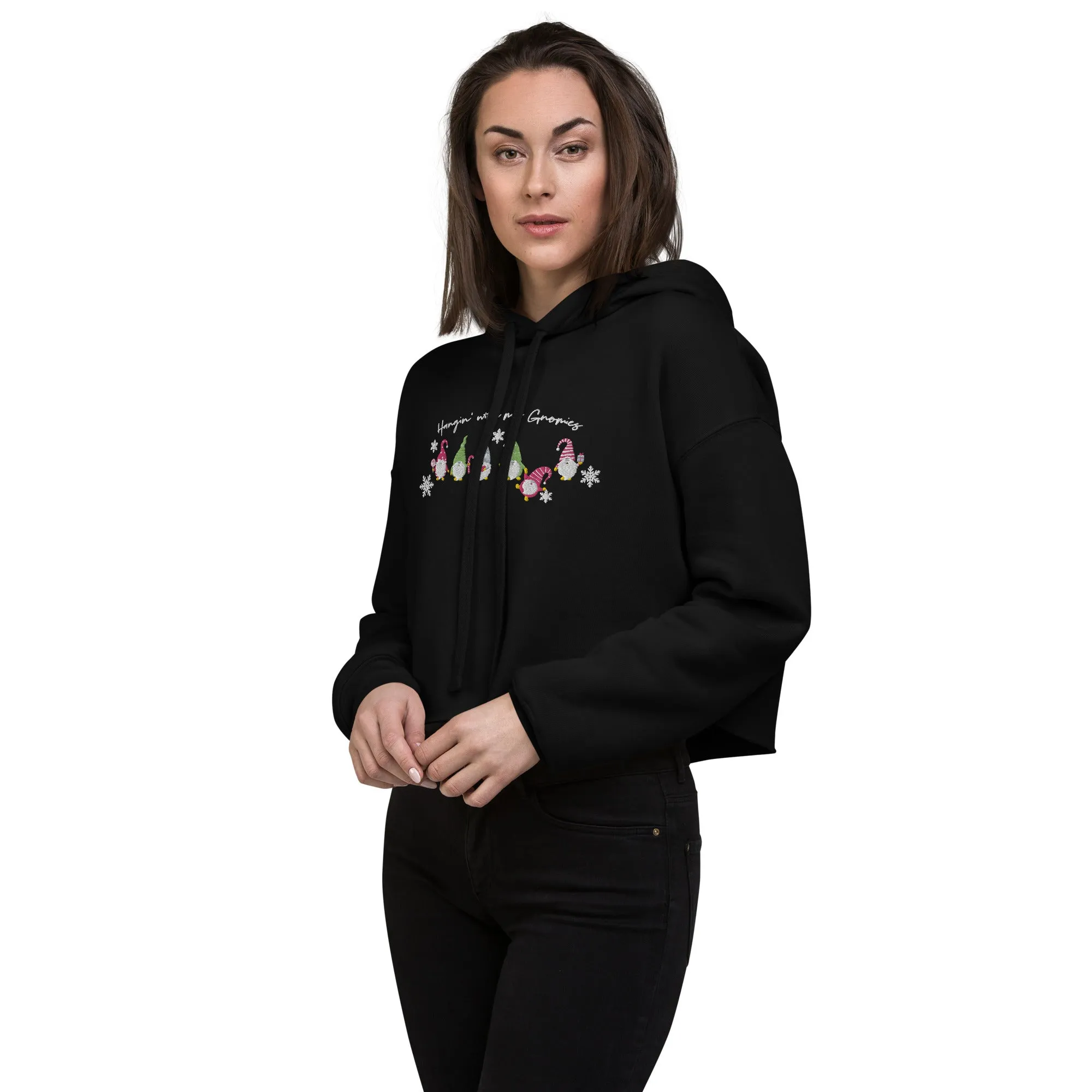 Holiday - Hangin' with my Gnomies - Crop Hoodie - Embroidery