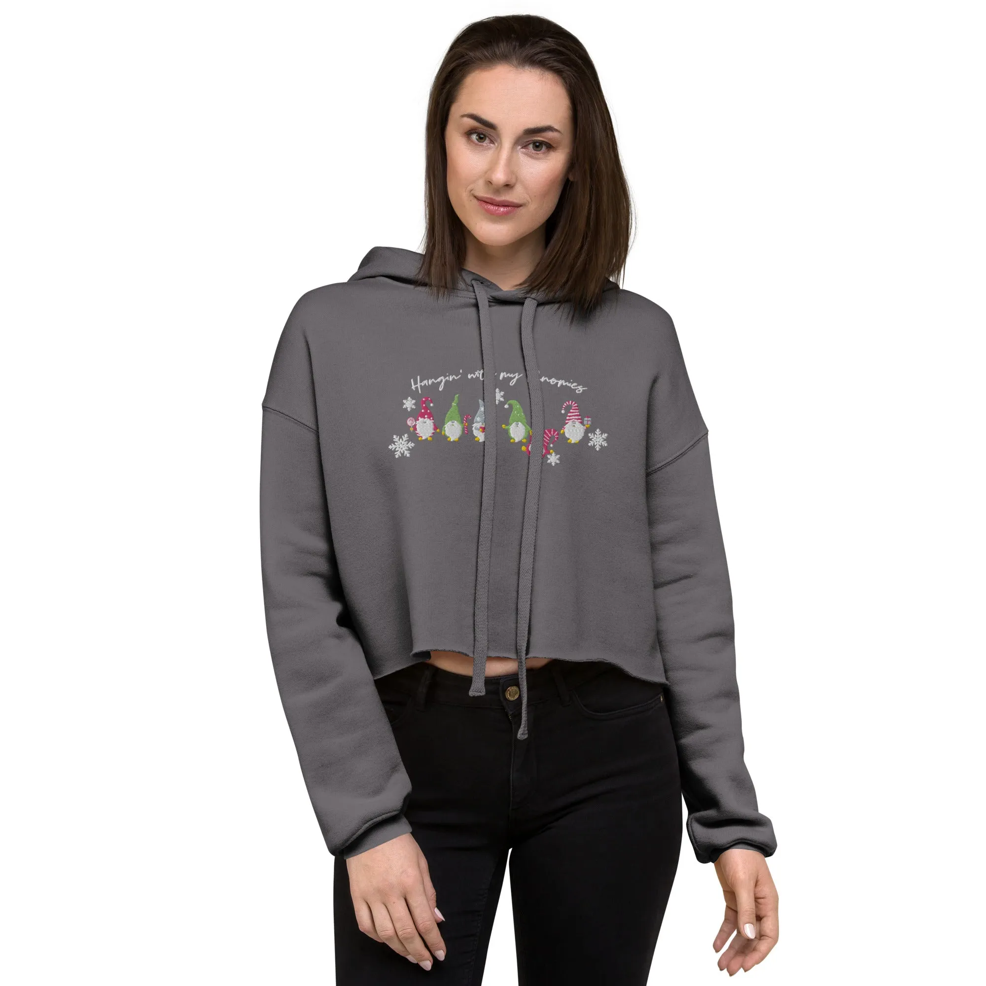 Holiday - Hangin' with my Gnomies - Crop Hoodie - Embroidery