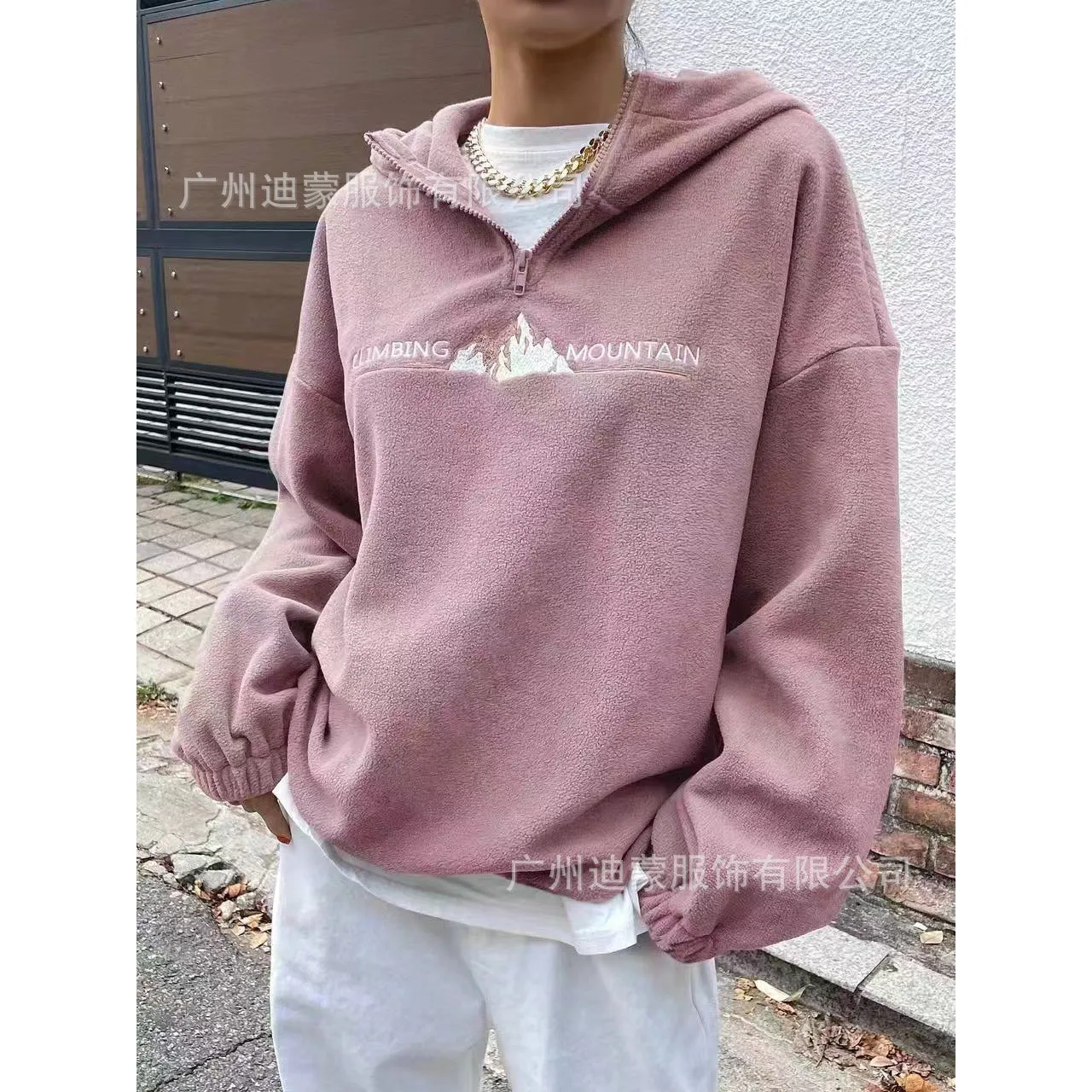 INSTOCK-women's plush hooded zipper sweatshirt