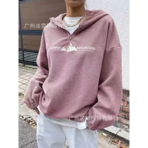 INSTOCK-women's plush hooded zipper sweatshirt
