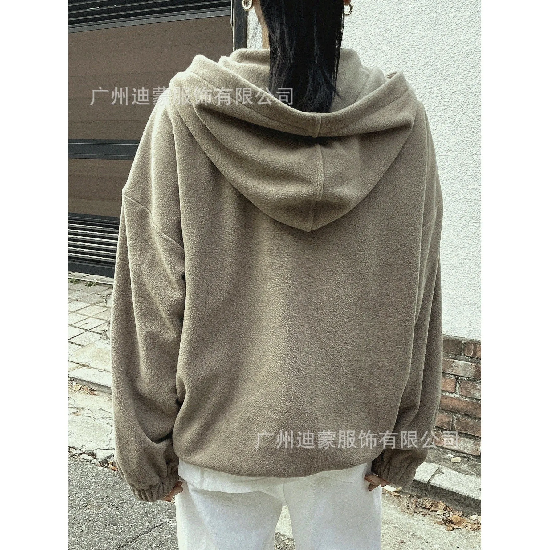 INSTOCK-women's plush hooded zipper sweatshirt