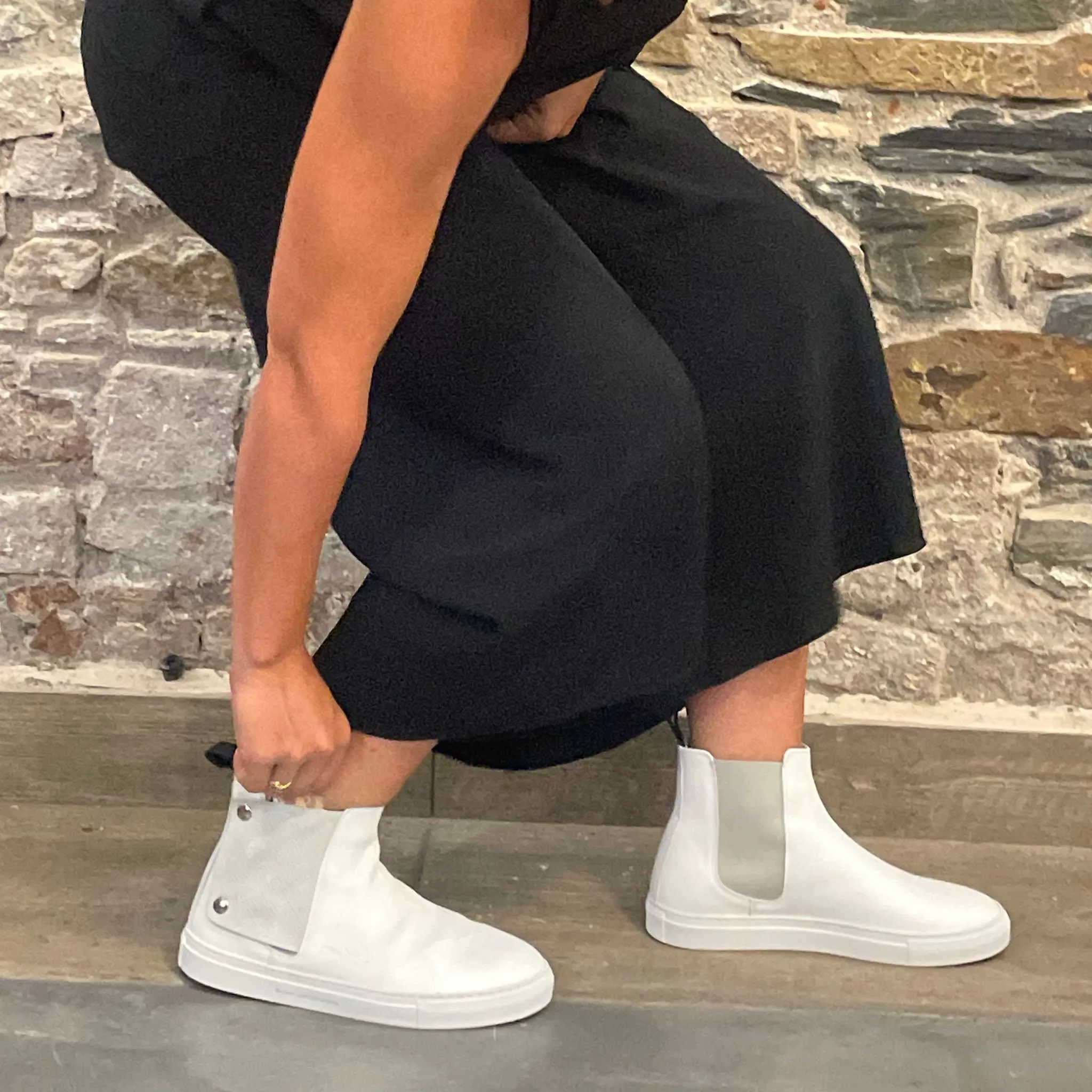 IRUNIK | WOMEN'S THE SECRET CHELSEA SNEAKER-BOOTS WITH POCKET | WHITE