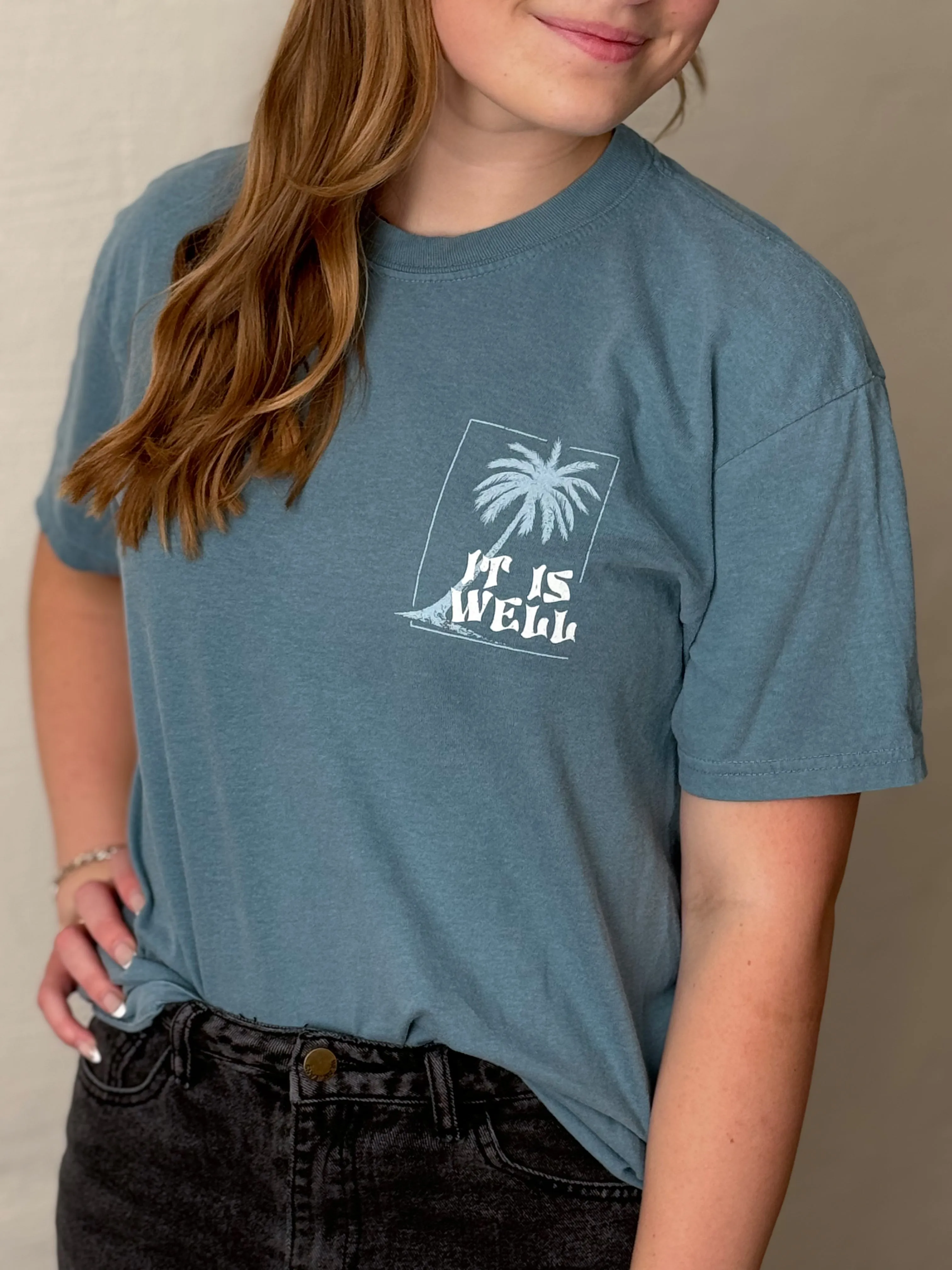 It Is Well Tee in Ice Blue