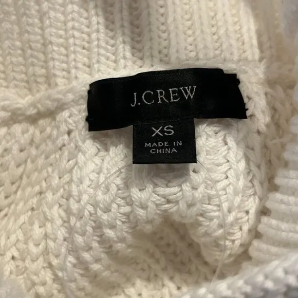 J. CREW Women's Ivory Chunky Knit Relaxed Rollneck Sweater Size XS NEW