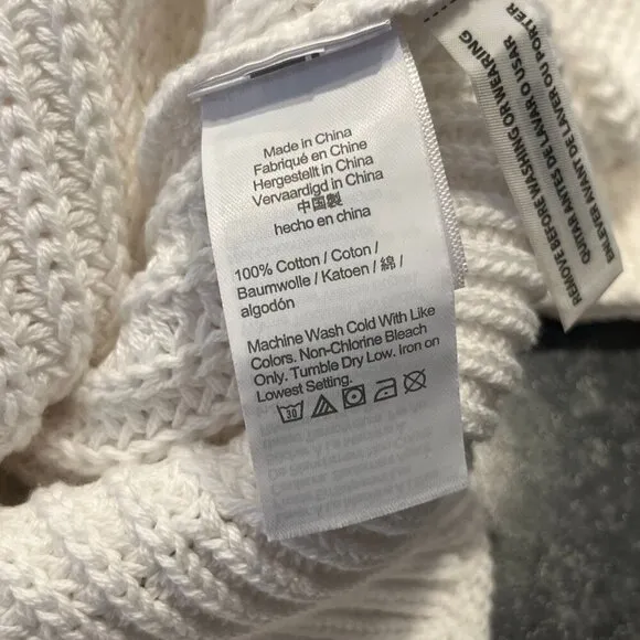 J. CREW Women's Ivory Chunky Knit Relaxed Rollneck Sweater Size XS NEW