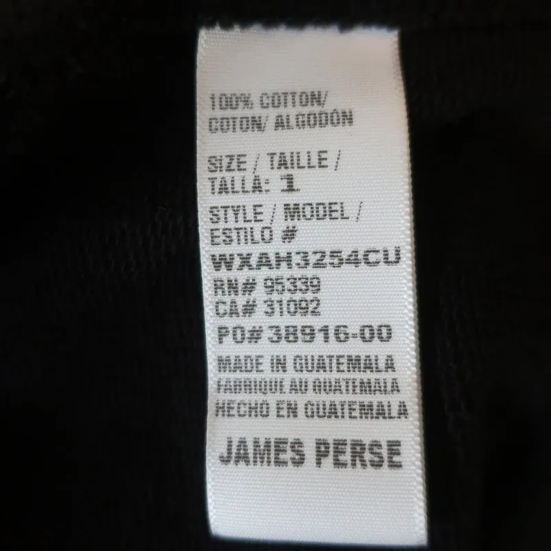 James Perse Relaxed Cropped Hoodie Black Cotton Size 1 Pullover Sweatshirt