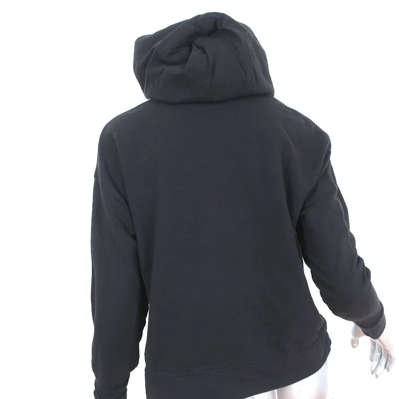 James Perse Relaxed Cropped Hoodie Black Cotton Size 1 Pullover Sweatshirt