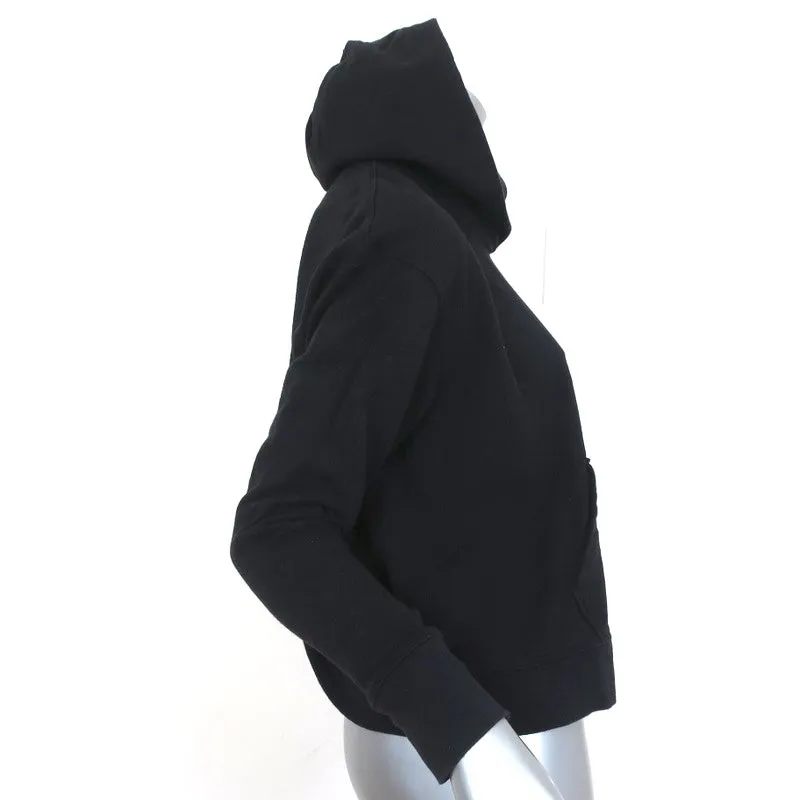 James Perse Relaxed Cropped Hoodie Black Cotton Size 1 Pullover Sweatshirt