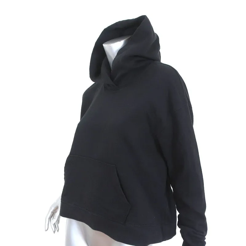 James Perse Relaxed Cropped Hoodie Black Cotton Size 1 Pullover Sweatshirt