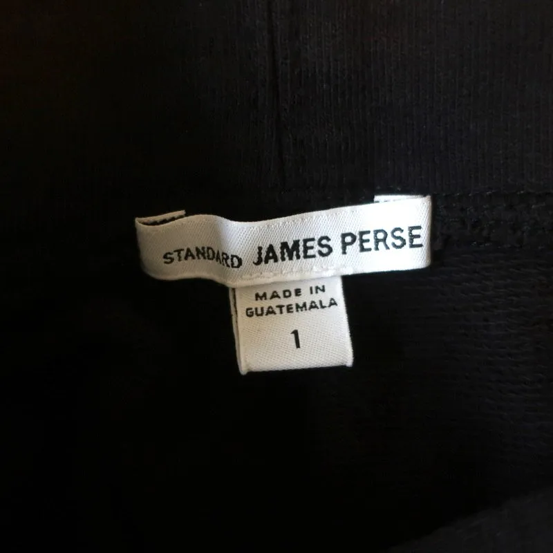 James Perse Relaxed Cropped Hoodie Black Cotton Size 1 Pullover Sweatshirt