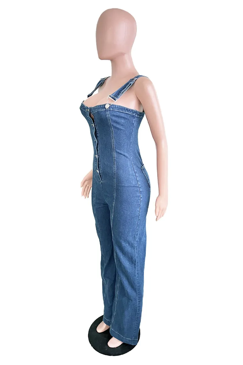 JS3444 Denim Overall Jumpsuits