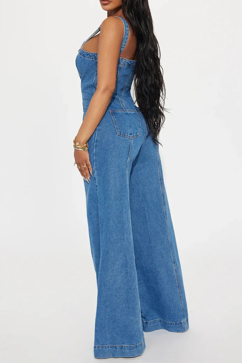 JS3444 Denim Overall Jumpsuits
