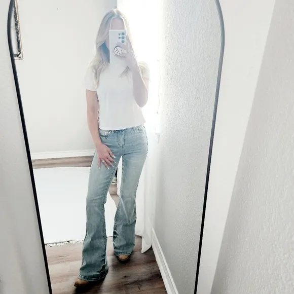 Judy Blue Mid Rise Vintage Light Wash Flare Jeans Classic Retro Various NEW
