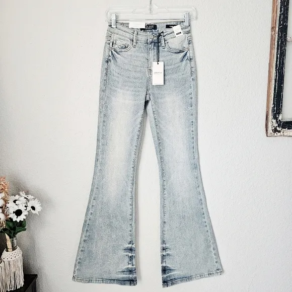 Judy Blue Mid Rise Vintage Light Wash Flare Jeans Classic Retro Various NEW