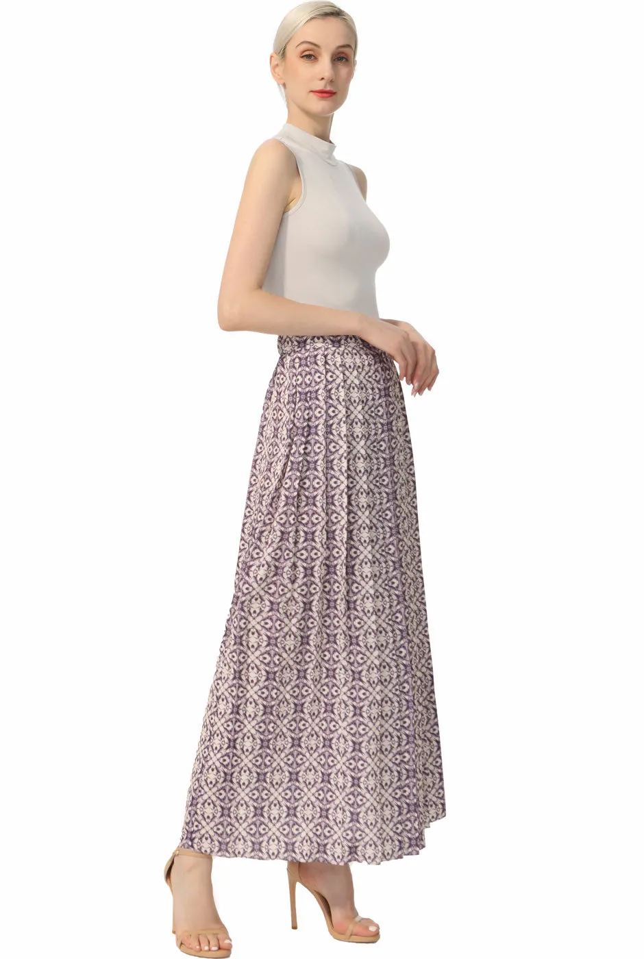 Kimi   Kai Women Print Box Pleat Maxi Skirt