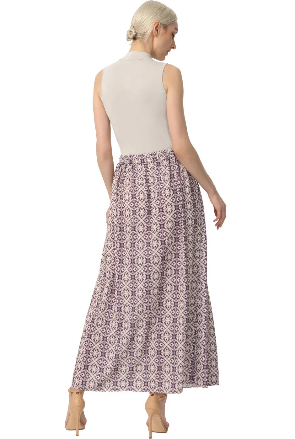 Kimi   Kai Women Print Box Pleat Maxi Skirt