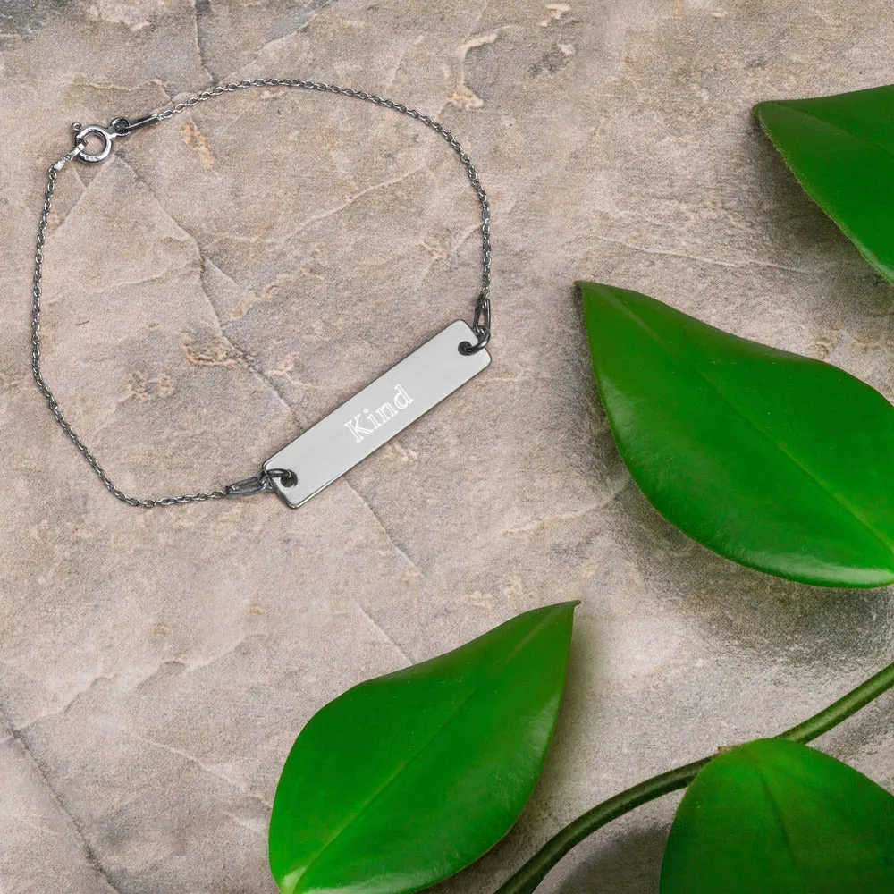 “Kind” Engraved Self-Affirmation Bar & Chain Bracelet