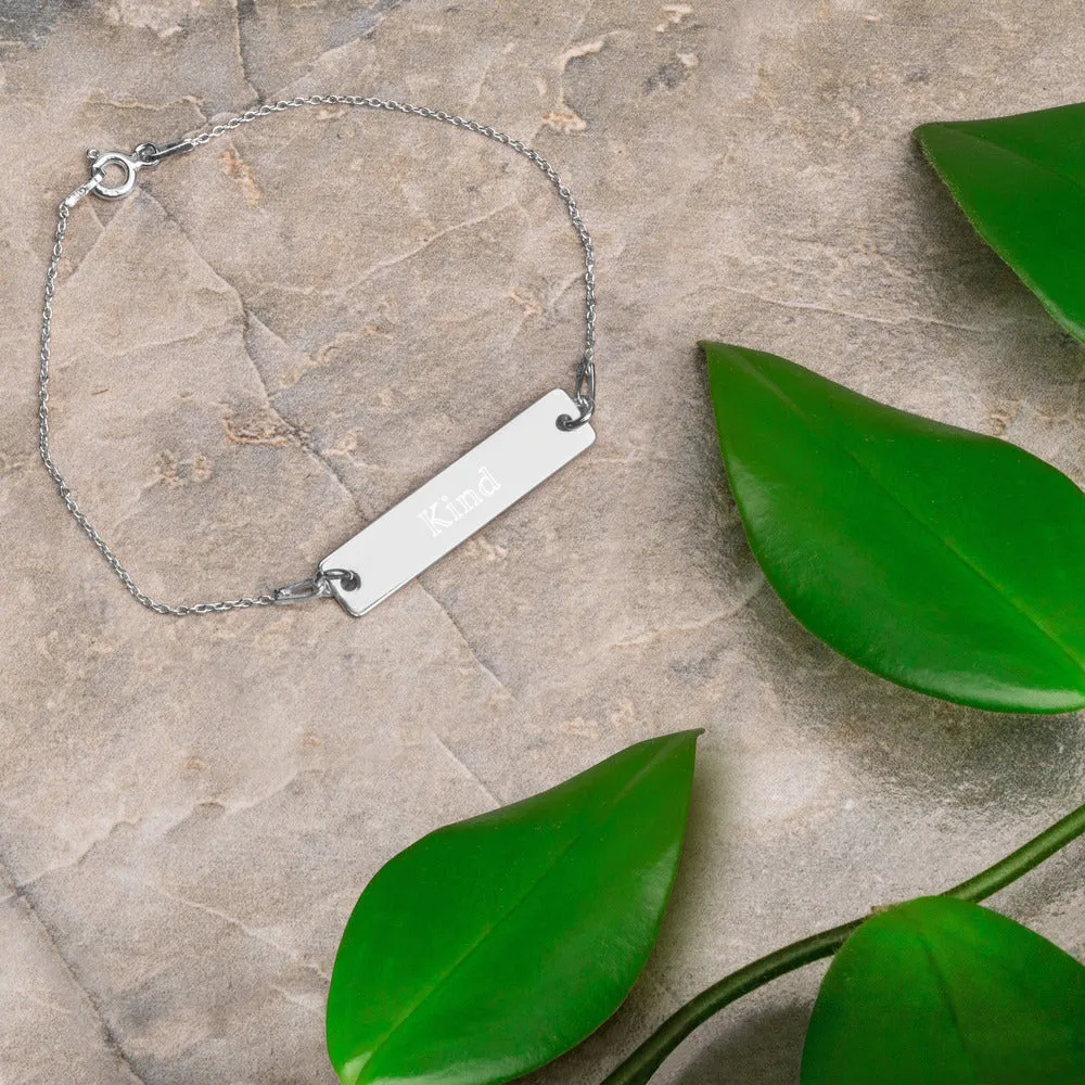 “Kind” Engraved Self-Affirmation Bar & Chain Bracelet
