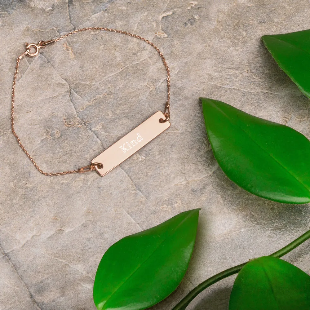 “Kind” Engraved Self-Affirmation Bar & Chain Bracelet
