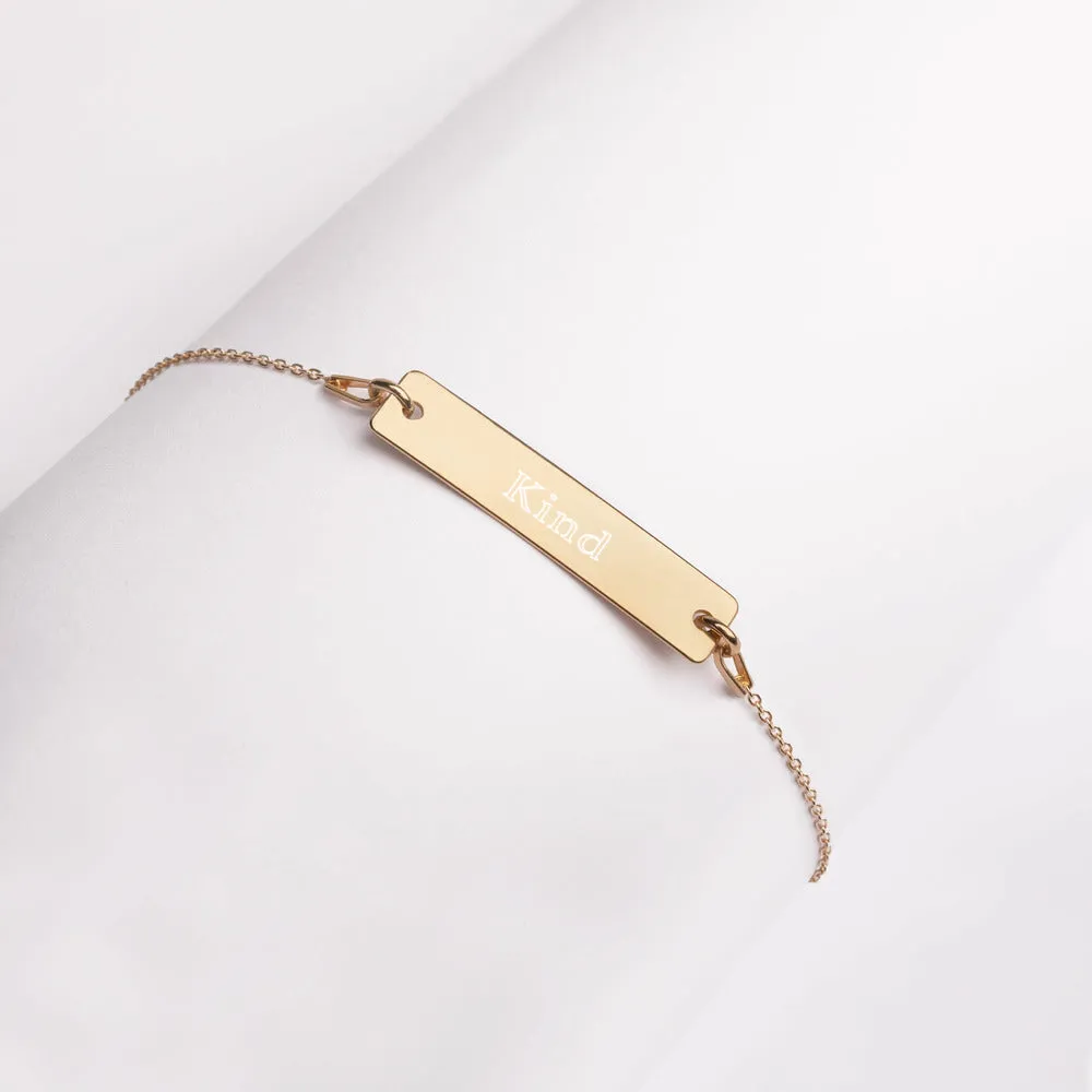 “Kind” Engraved Self-Affirmation Bar & Chain Bracelet