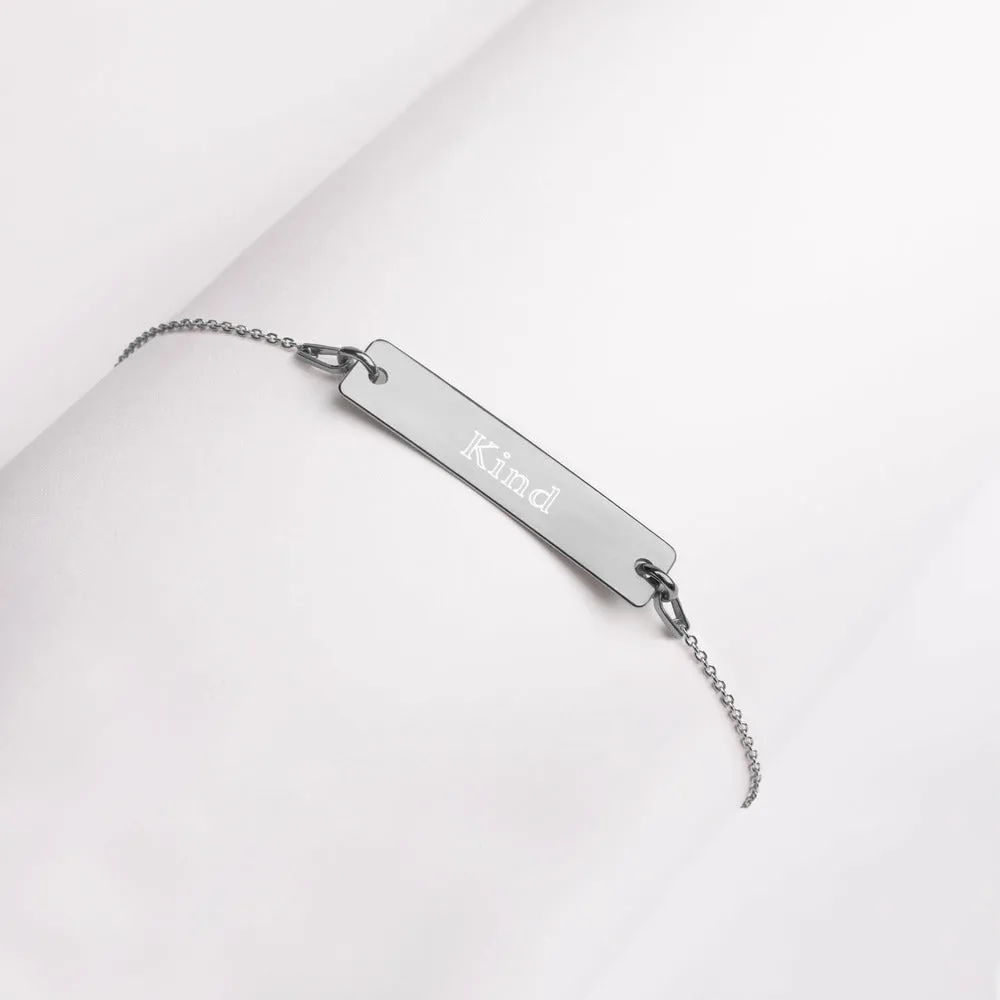 “Kind” Engraved Self-Affirmation Bar & Chain Bracelet