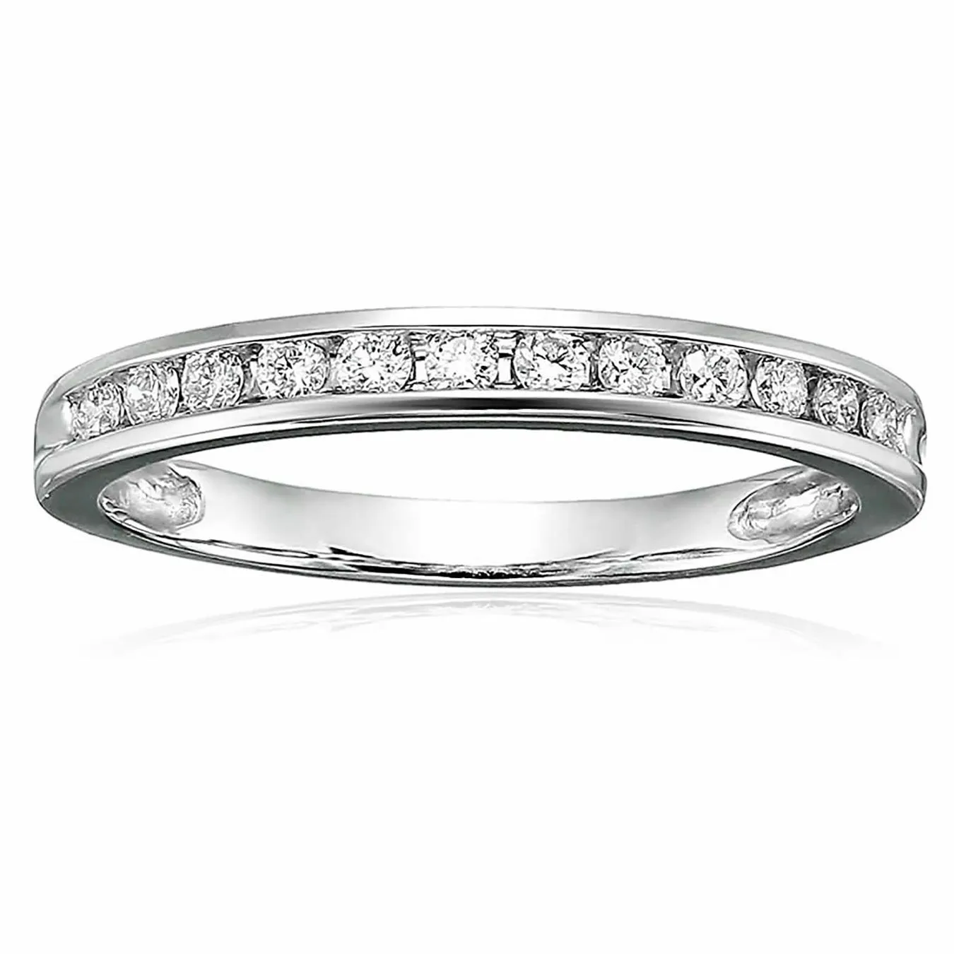 Lab Grown Diamond Channel Wedding Band in 10K Gold