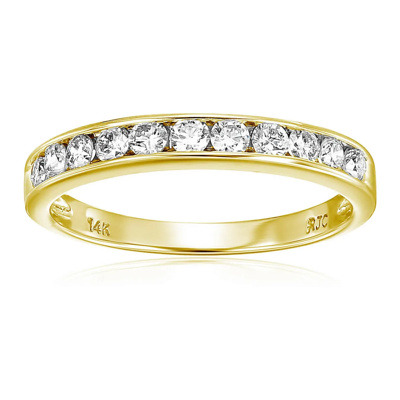 Lab Grown Diamond Channel Wedding Band in 10K Gold