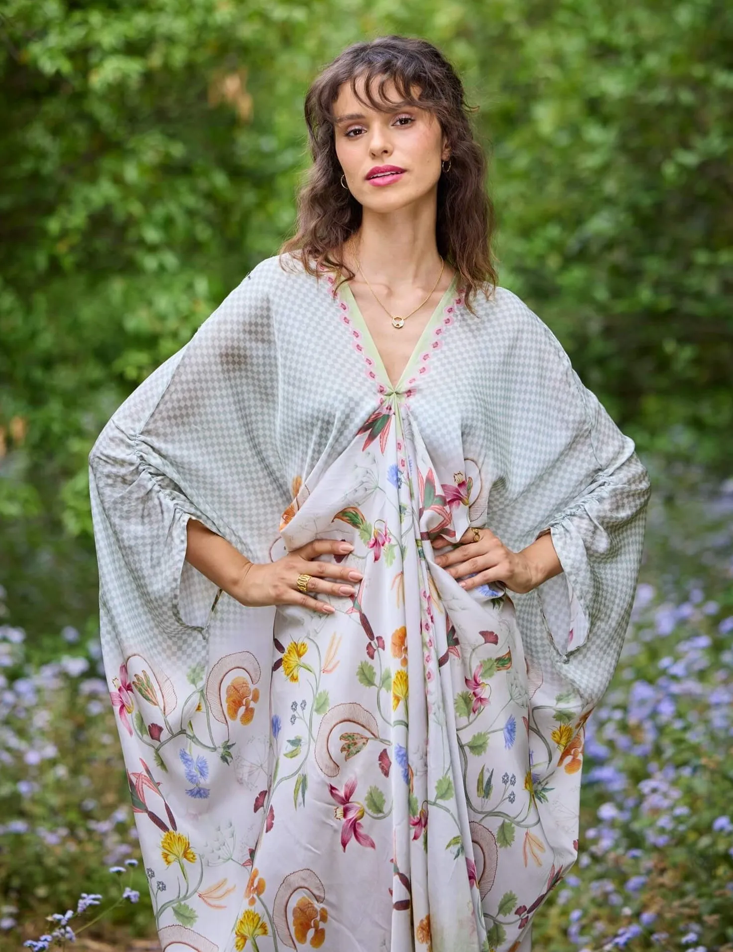 Lagoon silk satin kaftan