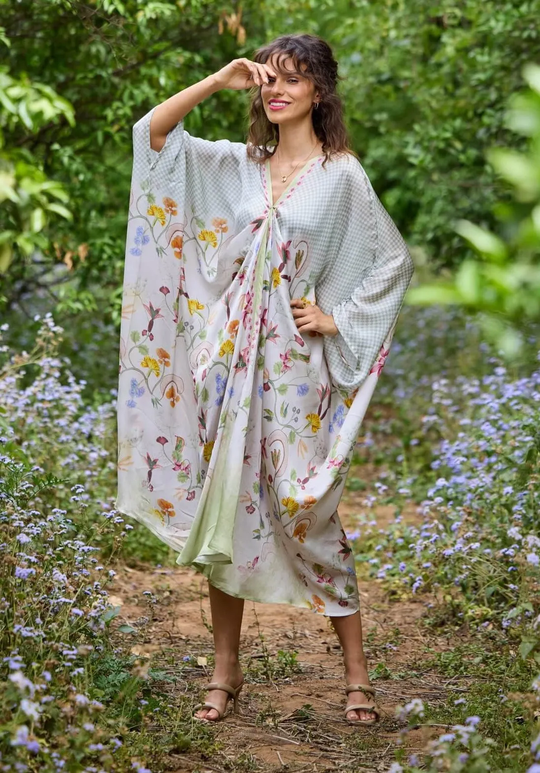 Lagoon silk satin kaftan