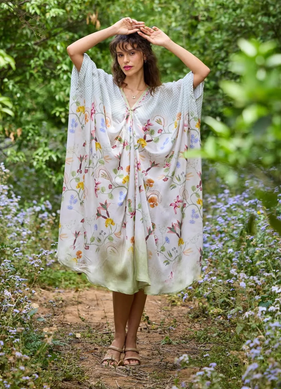 Lagoon silk satin kaftan