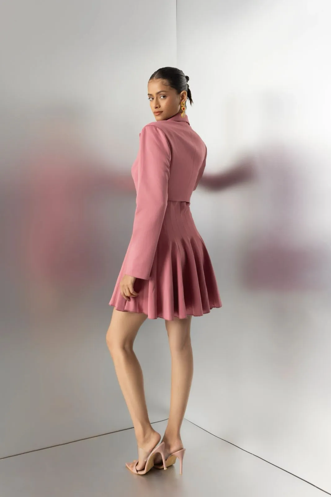 Love spell - pink bandeau dress with crop jacket
