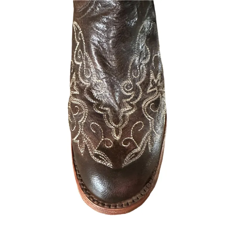 Macie Bean Women's Brown Stove Top Boots with Tan Stitching